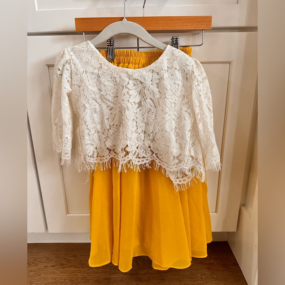 Yellow Skirt with White Blouse Size 3T